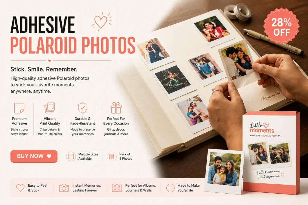 Capture memories with adhesive Polaroid photos